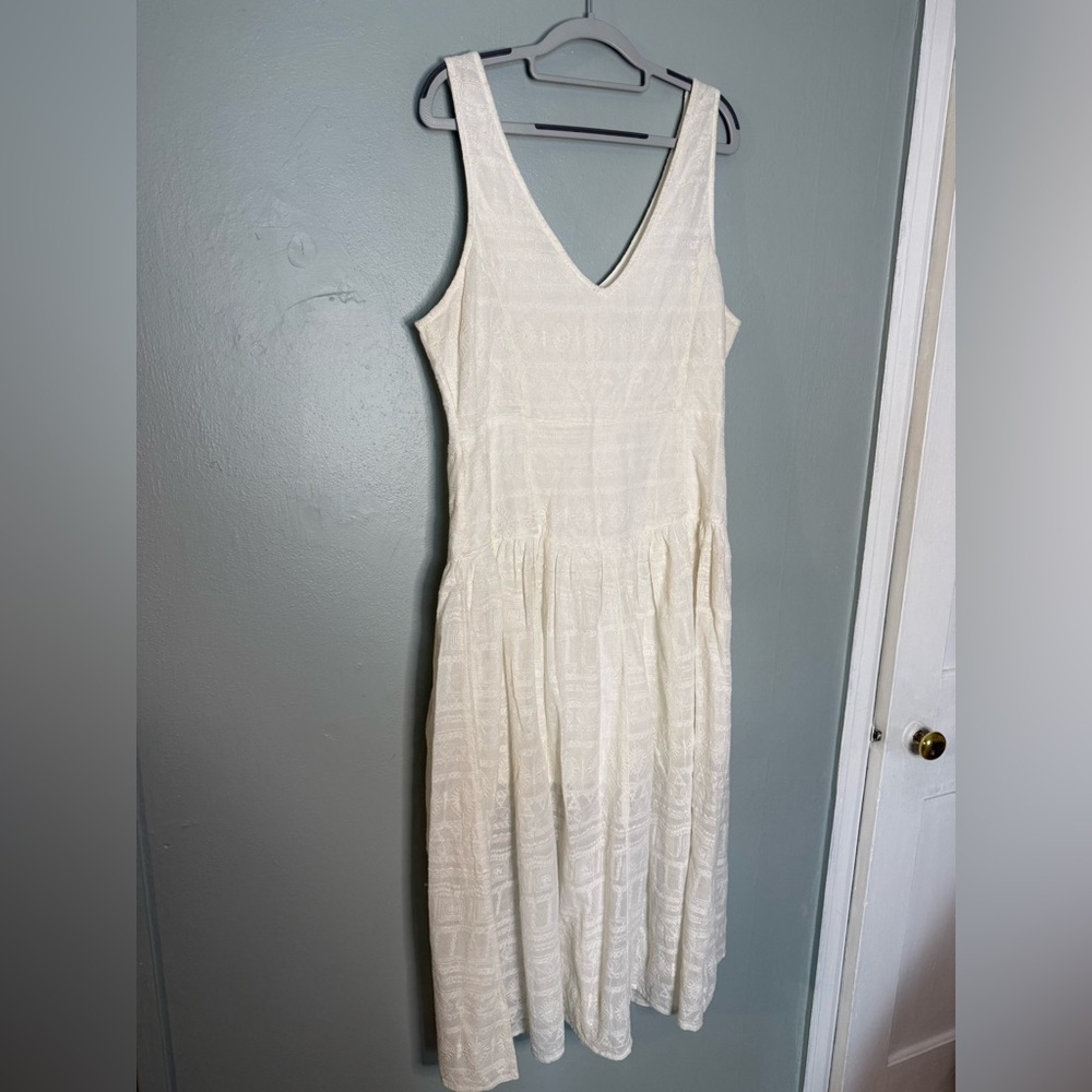SHYANNE WOMEN'S DROP‎ WAIST BUTTON FRONT SLEEVELESS MIDI DRESS - Picture 9 of 9